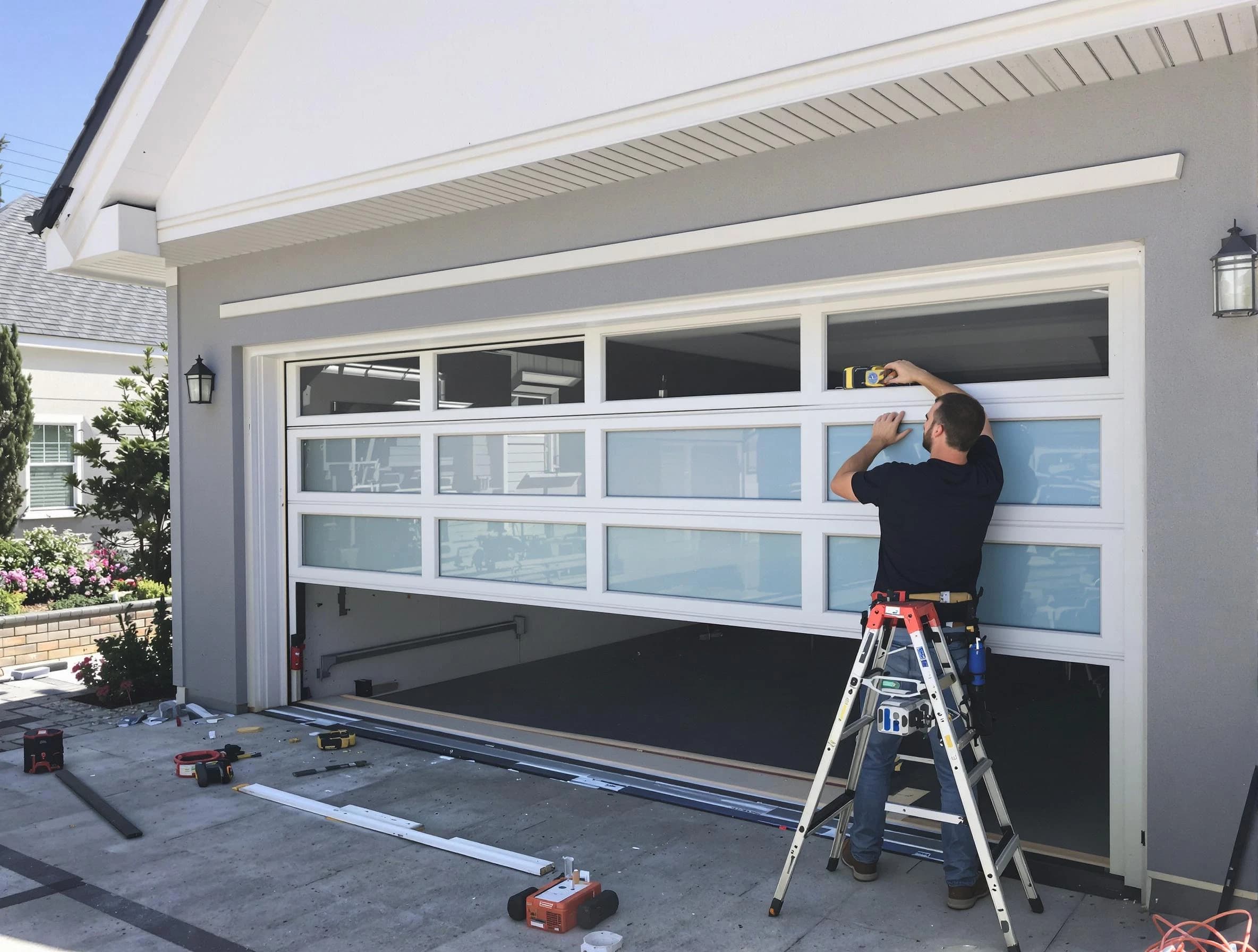 Highland Garage Door Repair team performing garage door replacement in Highland
