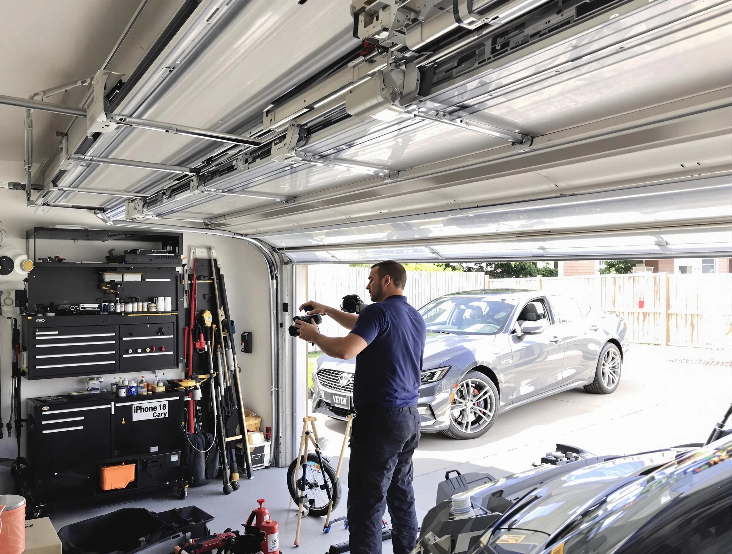 Highland Garage Door Repair technician fixing noisy garage door in Highland