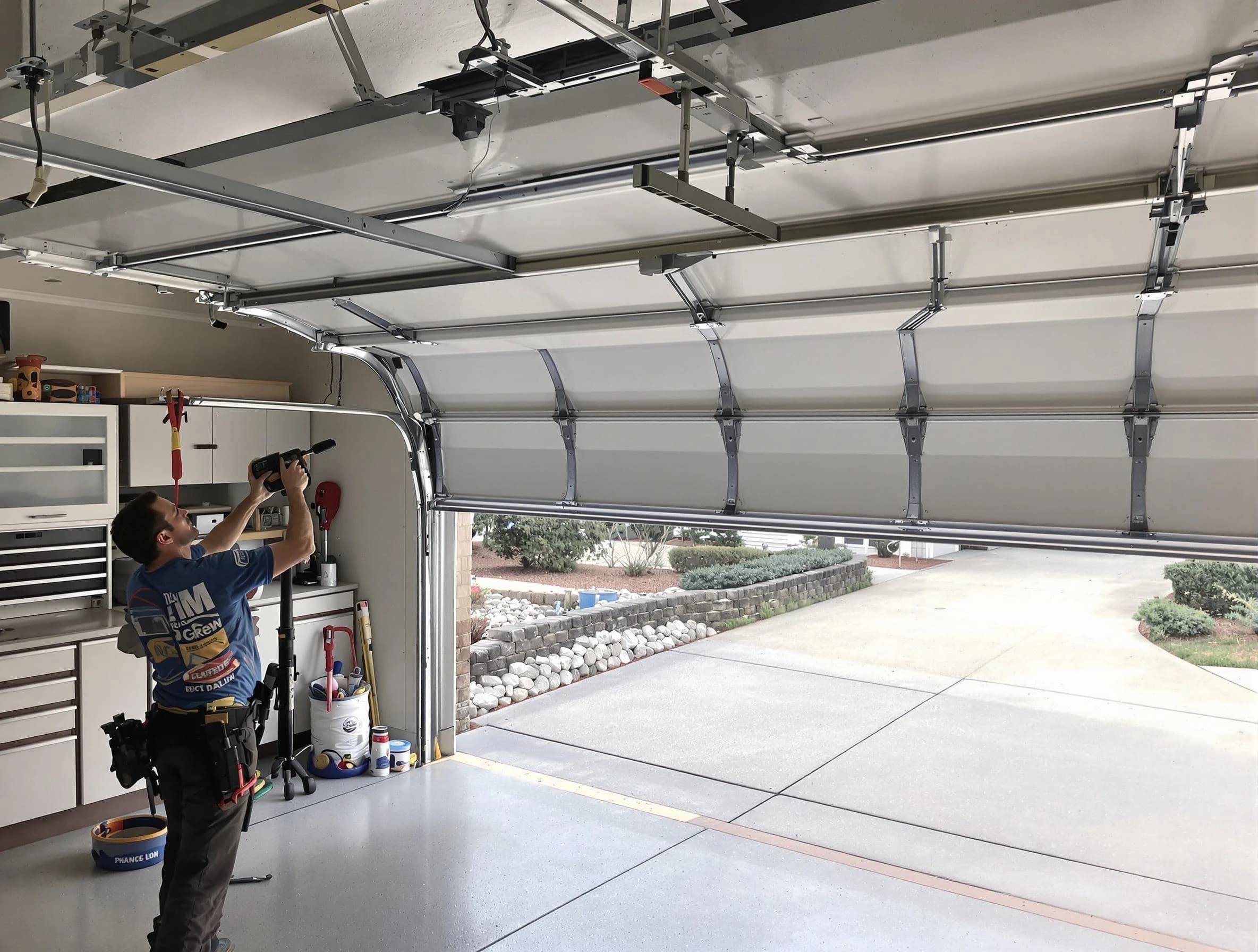 Garage door track repair service by Highland Garage Door Repair in Highland