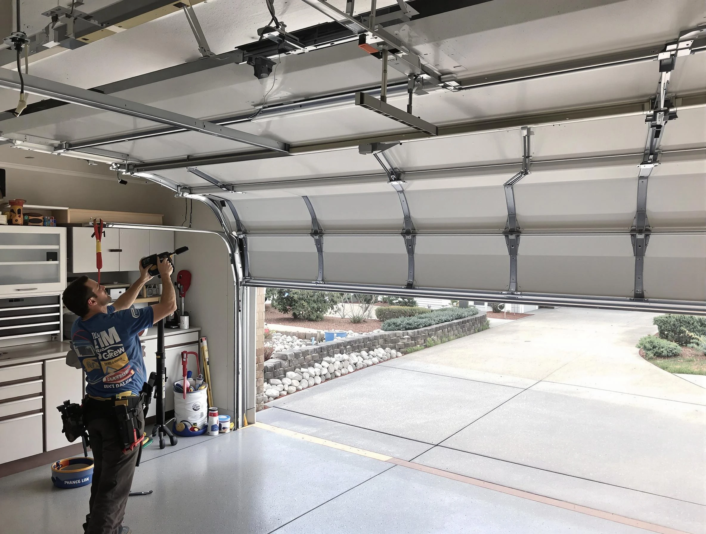 Garage door track repair service by Highland Garage Door Repair in Highland